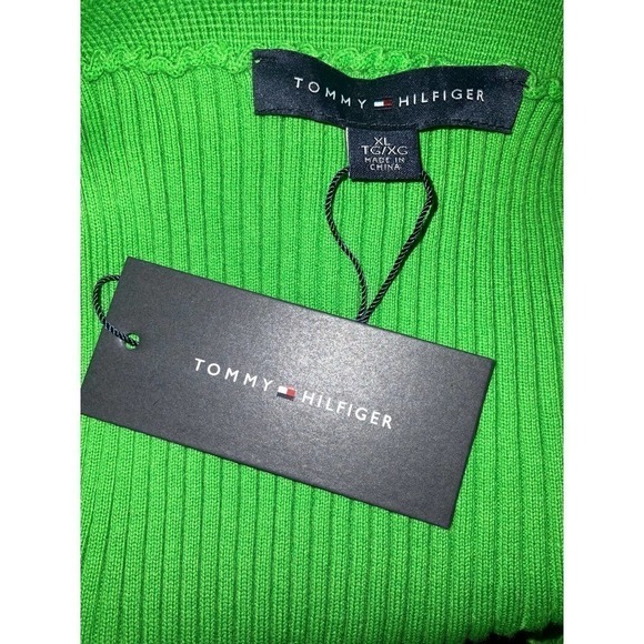 Tommy Hilfiger Women's Sailor-Neck Ribbed Sweater Cotton Blend Green XL NWT - Picture 4 of 7